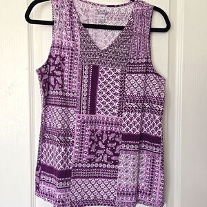Sleeveless‎ Purple Paisley Shirt